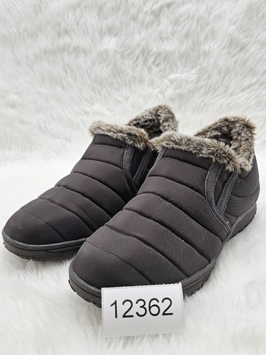 Minnetonka Timpson Tulsa Shoes Women Size 8 Black Faux Fur Lined Slip On - Picture 10 of 10