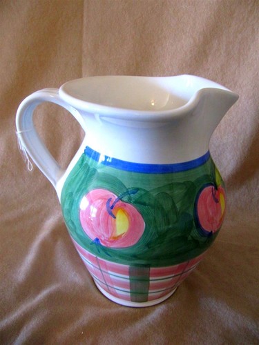 CALECA MELA LARGE HAND PAINTED PITCHER MADE IN ITALY IN EXCELLENT CONDITION - Picture 3 of 5