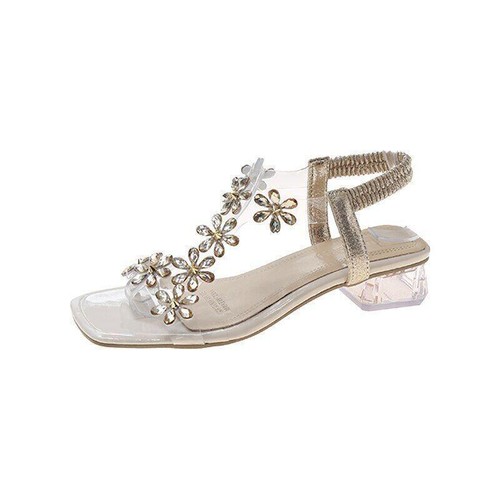 Women Transparent Square Heel Sandals Summer High Heels Square Toe Pumps Shoes - Foto 10 di 14