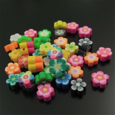 Mixed Color Flower Floral Beads Polymer Clay Beads Jewelry Findings 10mm 99PCS