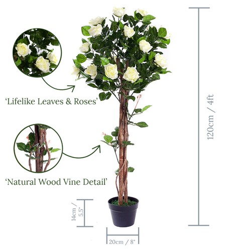 Mejor Artificial 4 pies 120 cm Rosa Flor Árbol Jardín Conservatorio Planta de Oficina Nuevo - Imagen 4 de 30