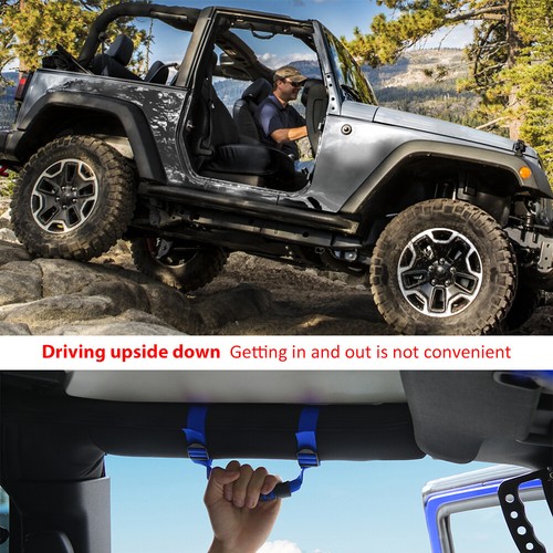 4pcs Roof Roll Bar Grab Handle Grip for Jeep Wrangler YJ TJ JK JK JL 4-Door Blue - Picture 3 of 6