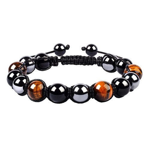 Triple Protection Bracelet Tiger Eye Obsidian Hematite 10mm Bead Bracelet Unisex - Picture 14 of 15