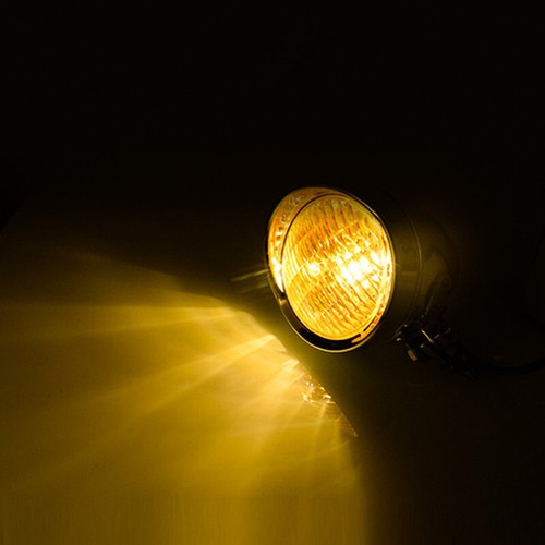 12v Motorcycle High /Low Beam Headlight Black Retro Front Head Light Old School - Picture 3 of 7