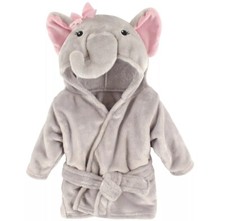  NEW Hudson Baby Infant Girl Plush Animal Bathrobe, Pretty Elephant, 0-9 Months