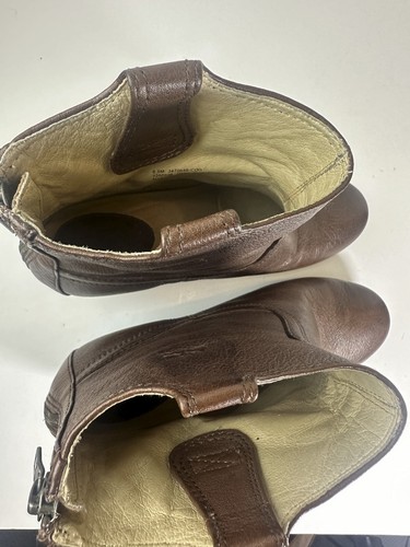 Frye Carson Leather Hidden Wedge Ankle Boots Cognac Brown Booties Size 8.5 M - Picture 12 of 15