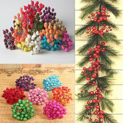 Artificial Holly Berry Mini Foam Fruit Christmas Ornaments Home