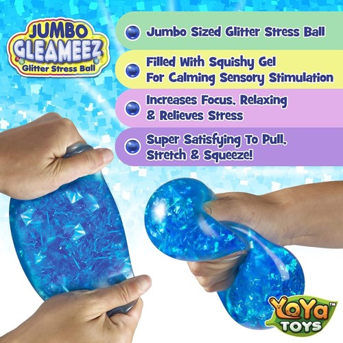 YoYa Toys Jumbo Gleameez Glitter Stress Ball Fidget Toy | Colorful Squish Ball - Picture 5 of 10