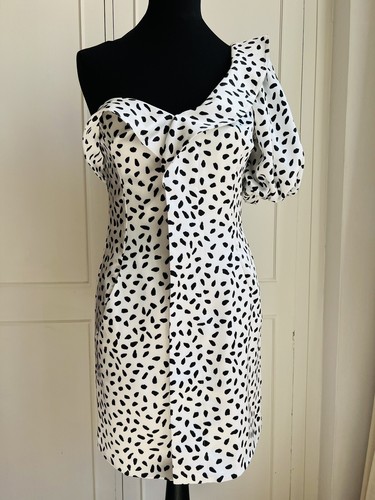 Self Portrait One Shoulder Ruffled Satin Mini Dress. UK8/US4. BNWT. - Picture 10 of 12