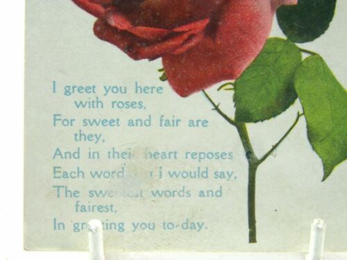 Antique printed postcard Birthday Card roses flowers Daughters Birthday - Picture 3 of 4
