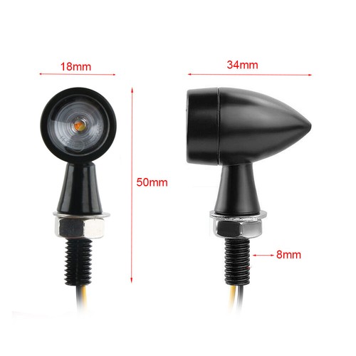2 un. Mini intermitente de luz de giro LED negro para motocicleta para Bobber Cafe Racer - Imagen 4 de 12