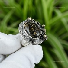 Gift For Her Natural Turritella Agate Multi Stone Adjustable Ring 925 Silver