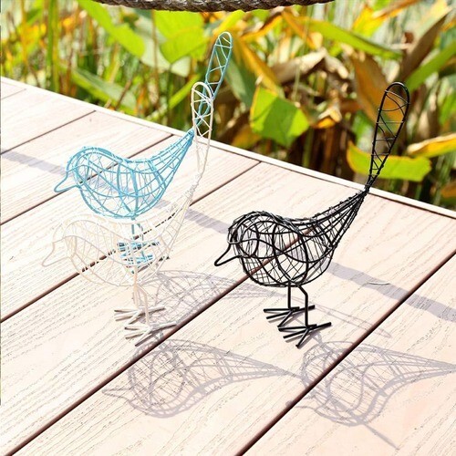 HOMSFOU Metal Crane Statue, Iron Wire Bird Figurine, Garden Sculpture, Office - Picture 7 of 9