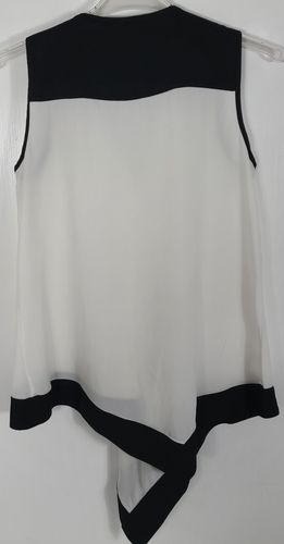 Joseph Ribkoff Women's Size 12 Black White Asymmetrical Blouse Top Sleeveless VN - Picture 3 of 4
