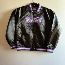 Toronto Raptors Youth Size XL Mitchell Ness Light Satin Snap Jacket Throwback