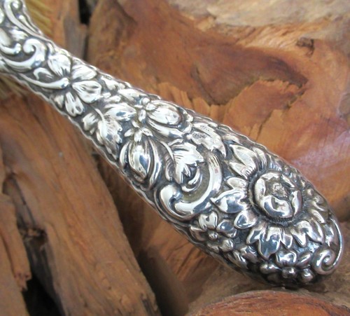 Dominick & Haff Sterling Silver Floral Repousse Hair Brush Clothes Vanity Scroll - Picture 5 of 15