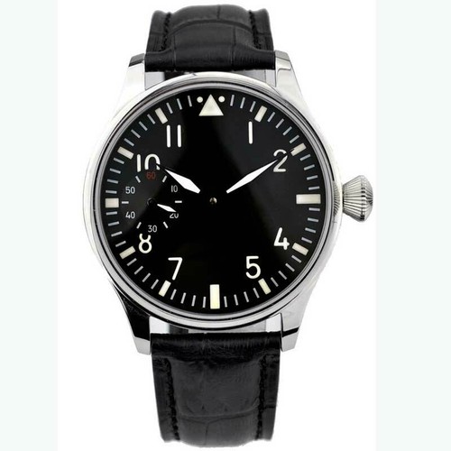 44 mm estéril 6497 reloj mecánico para hombre esfera negra cuero movimiento de cuerda manual - Imagen 9 de 37