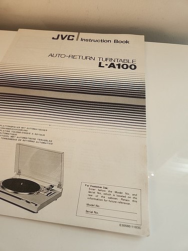 JVC L-A100 AUTO-RETURN TURNTABLE MULTILINGUAL ORIGINAL OWNER'S MANUAL - Picture 2 of 5
