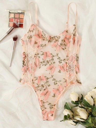 Sexy One-Piece Lingerie Women Embroidery Lace Bodysuit Nightwear Sleepwear Thong - Picture 22 of 39