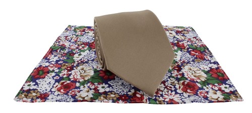 Michelsons of London Plain Tie & Contrast Floral Pocket Square Set - Picture 11 of 72