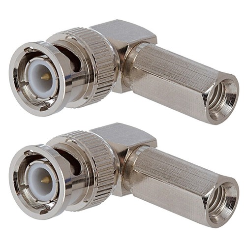 2x wtyczka BNC kąt prosty skręcany na RG6 koncentryczne koncentryczne złącze kabla adapter złoty - Zdjęcie 1 z 2