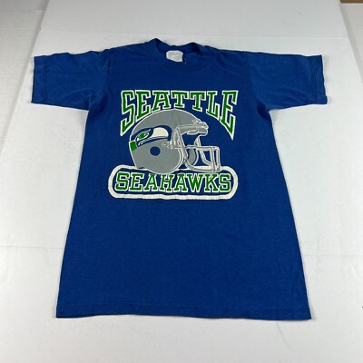 VTG 90s NFL Seattle Seahawks Helmet Shirt Youth Small Blue Single Stitch  Tee