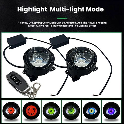 Car Dynamic Devil Eyes Lights 3 Inch 12v Car WIFI Control Eyes Retrofit Kit - Picture 8 of 17