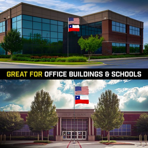 20 Ft Telescoping Flagpole Black & American and Chile Flags Emb 300D 3x5Ft - Picture 5 of 9