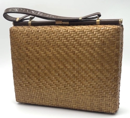 VTG RODO Italian Large Woven Wicker Rattan Box Bag PURSE - Picture 4 of 10