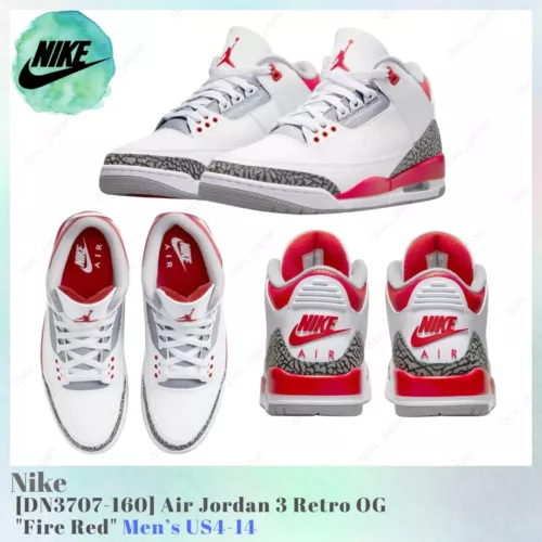 Nike Air Jordan 3 Retro OG Fire Red 2022 DN3707-160 Men's US4-14 NEW