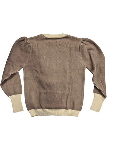 Coco Blanc Oatmeal honeycomb puff sweater Size 7 NWT - Picture 2 of 2