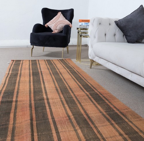 3.4x19.4 Ft Vintage Turkish Long Runner Kilim Carpet, Handmade Stair Hallway Rug - Picture 2 of 5