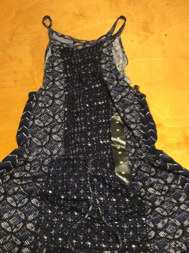 $89 NWT LUCKY BRAND WOMENS BLUE PATTERNED PRINT DRESS SIZE MEDIUM P20 LL - Picture 3 of 8