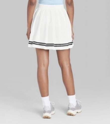 Falda de tenis Wild Fable grande blanca con ribete negro plisada para mujer nueva con etiquetas - Imagen 3 de 5