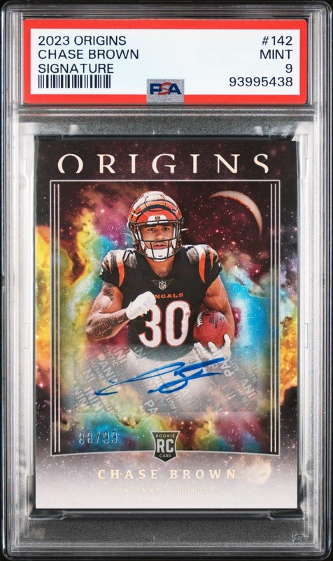 2023 Origins Chase Brown Rookies Signatures /99 RC Auto PSA 9 Cincinnati Bengals