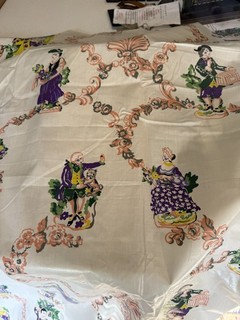 6 YARDS BEAUTIFUL VINTAGE TOILE GLAZED CHINTZ FABRIC X 36”