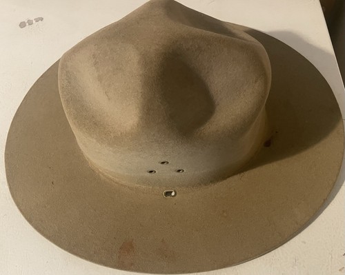 Vintage Stetson Beaver Cowboy Trooper Ranger Hat Beige 7 1/8 - Picture 3 of 15