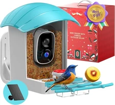 Smart Bird Feeder With Camera Solar Powered Solar Roof - New