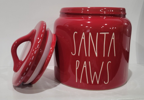 Bote de cocina de cerámica roja magenta colección artesanal Rae Dunn SANTA PAWS nuevo sin etiquetas - Imagen 5 de 13