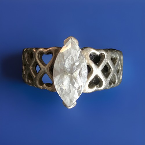 Sterling silver heart with CZ marquis silver heart Celtic Simulated stone 5g - Picture 2 of 12