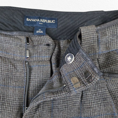 Banana Republic Dark Gray Houndstooth Plaid Mid Rise Wide Leg Trousers Size 10 - Picture 6 of 10