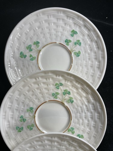 Set of three Belleck Irish Porcelain Shamrock saucers - Picture 7 of 15
