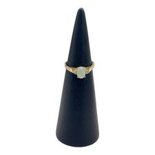 9ct 9k Yellow Gold Solid White Opal And Diamond Ladies Ring Size K1/2. Brand New