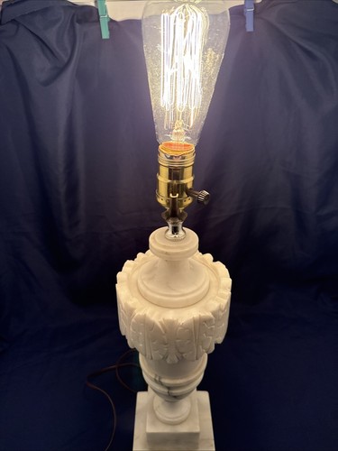 Vintage Neoclassical Italian Carved Art Alabaster Marble Table Lamp MCM - Picture 17 of 20