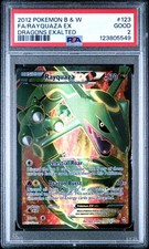 2012 POKEMON B&W DRAGONS EXALTED #123 FULL ART/RAYQUAZA EX PSA 2