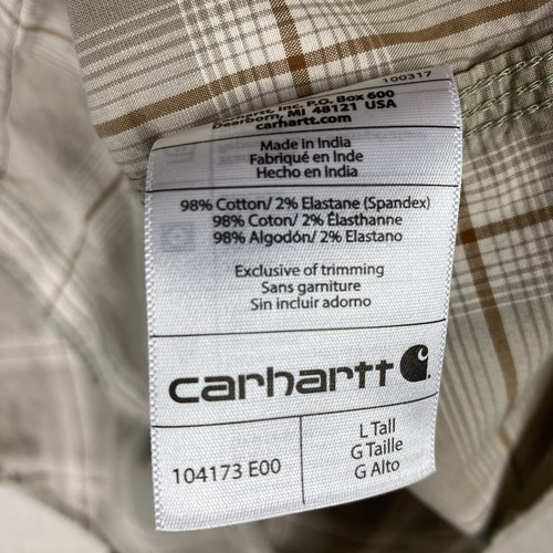Camisa Carhartt Abotonada Manga Corta Marrón A Cuadros Calce Relajado Para Hombres L Alta Beige - Imagen 4 de 7