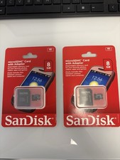 Lot of 2 Sandisk MicroSDHC 8GB Memory Card with SD Adapter Sealed Free Shipping