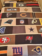 NFC Pottery Barn PB Teen NFL Football Quilted Blanket 84”x69” USED GOOD CONDITIO