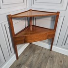 Vintage Corner Table – Wooden 2 Tier Unit With Drawer – Mid Century Modern Retro