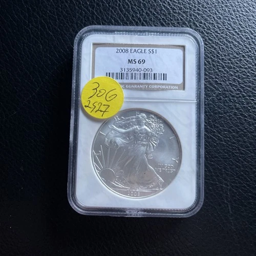 2008 *AMERICAN SILVER EAGLE* NGC-MS69 (BLAST WHITE) ~NR~ #306
